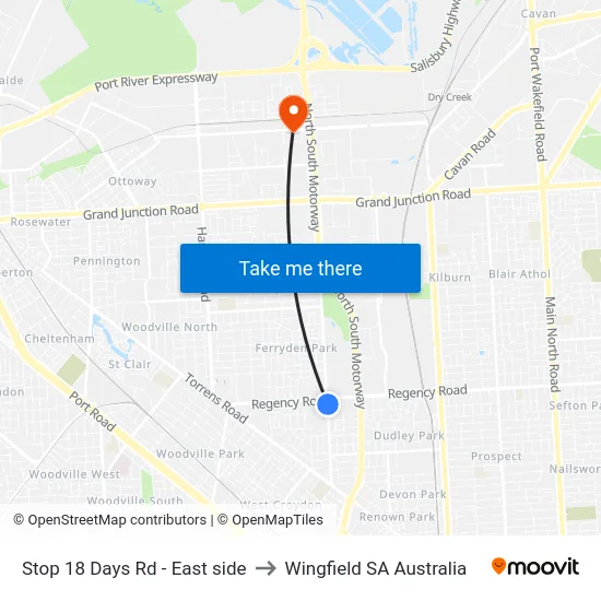 Stop 18 Days Rd - East side to Wingfield SA Australia map
