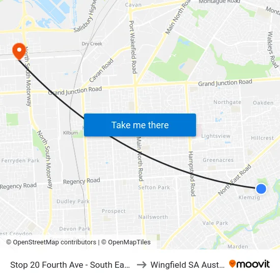 Stop 20 Fourth Ave - South East side to Wingfield SA Australia map