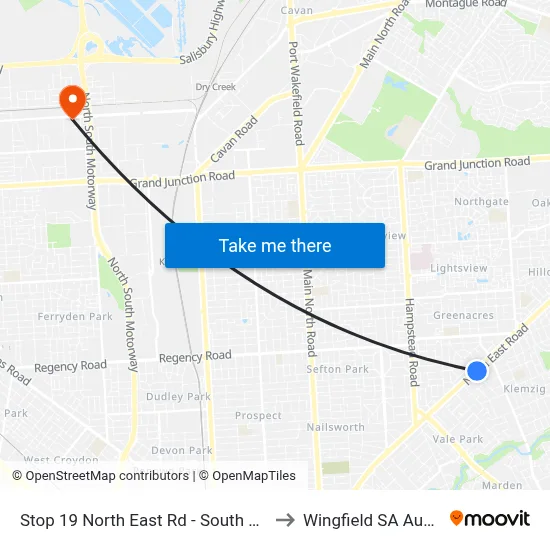 Stop 19 North East Rd - South East side to Wingfield SA Australia map