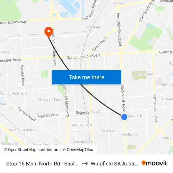 Stop 16 Main North Rd - East side to Wingfield SA Australia map