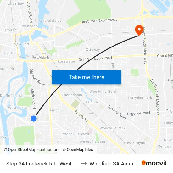 Stop 34 Frederick Rd - West side to Wingfield SA Australia map