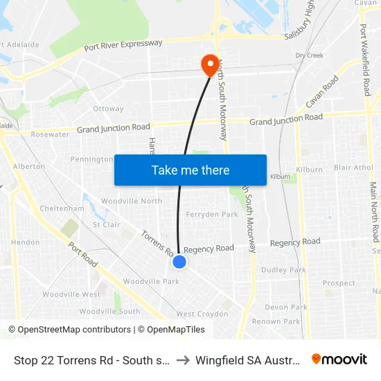 Stop 22 Torrens Rd - South side to Wingfield SA Australia map