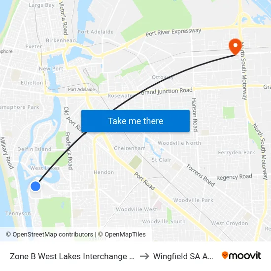 Zone B West Lakes Interchange - West side to Wingfield SA Australia map