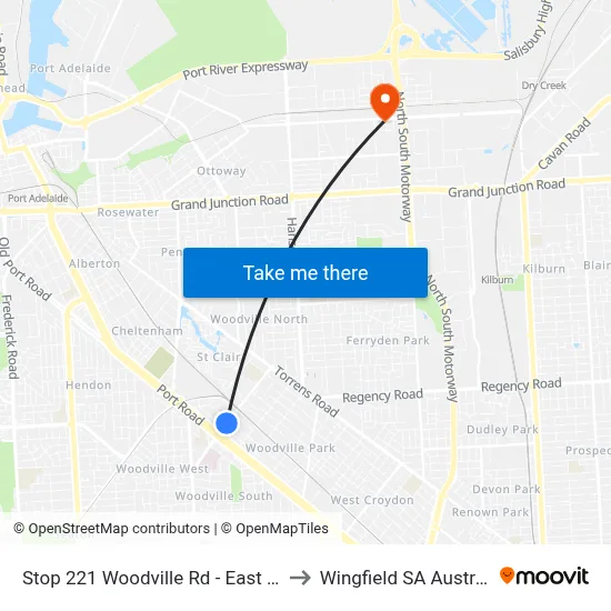 Stop 221 Woodville Rd - East side to Wingfield SA Australia map