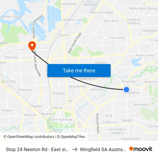 Stop 24 Newton Rd - East side to Wingfield SA Australia map