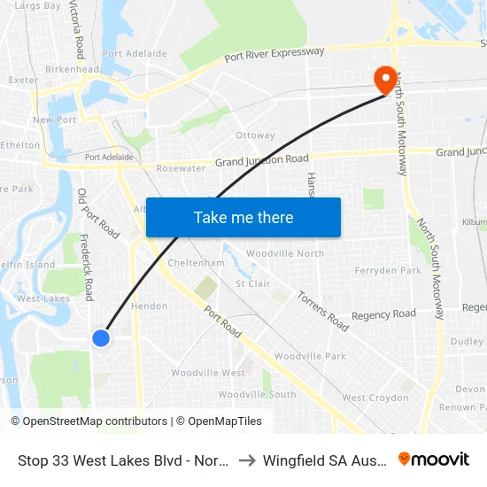 Stop 33 West Lakes Blvd - North side to Wingfield SA Australia map