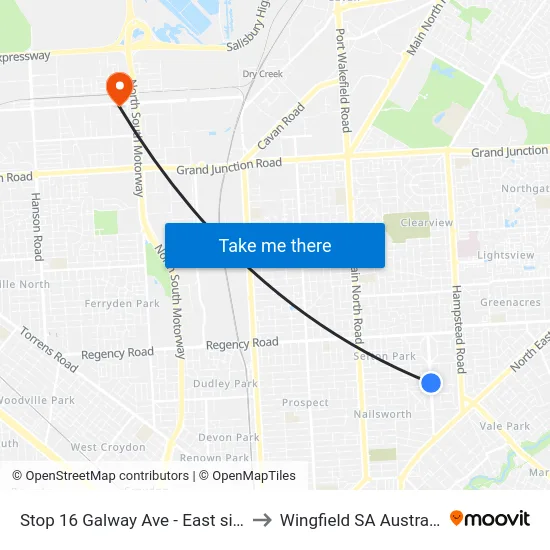 Stop 16 Galway Ave - East side to Wingfield SA Australia map