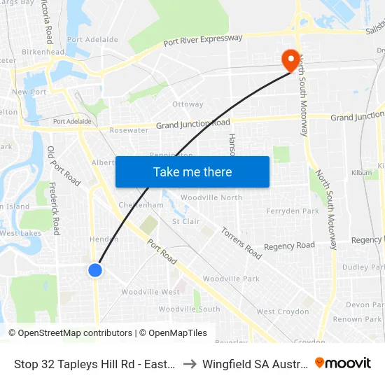 Stop 32 Tapleys Hill Rd - East side to Wingfield SA Australia map
