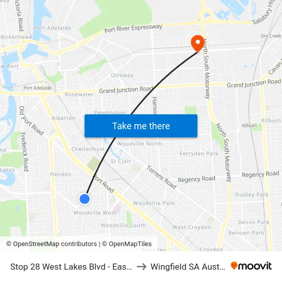 Stop 28 West Lakes Blvd - East side to Wingfield SA Australia map