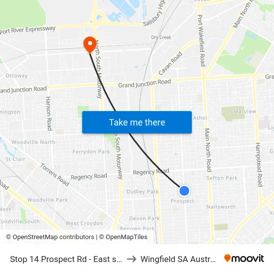 Stop 14 Prospect Rd - East side to Wingfield SA Australia map