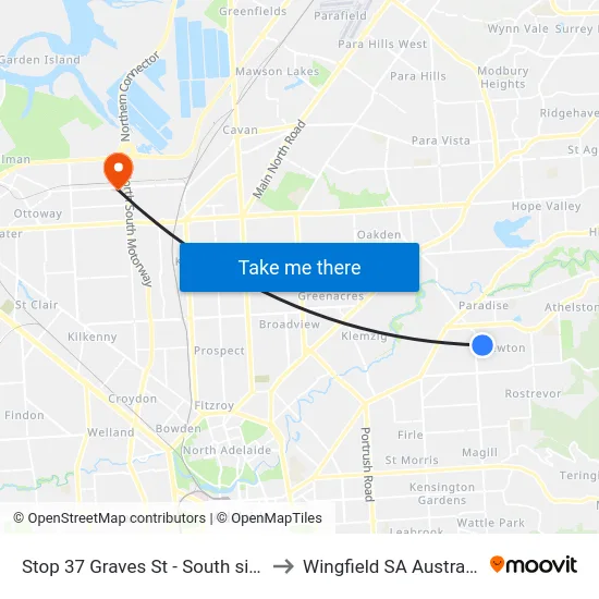 Stop 37 Graves St - South side to Wingfield SA Australia map