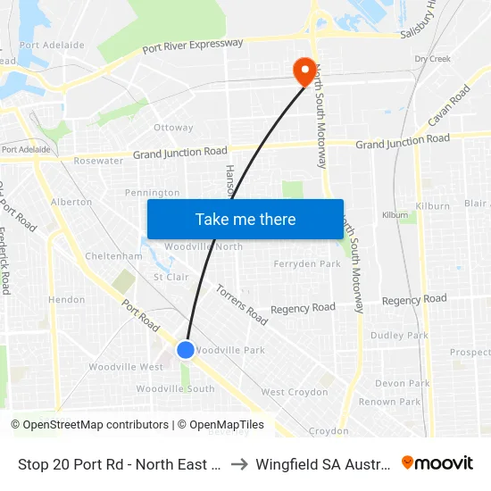 Stop 20 Port Rd - North East side to Wingfield SA Australia map