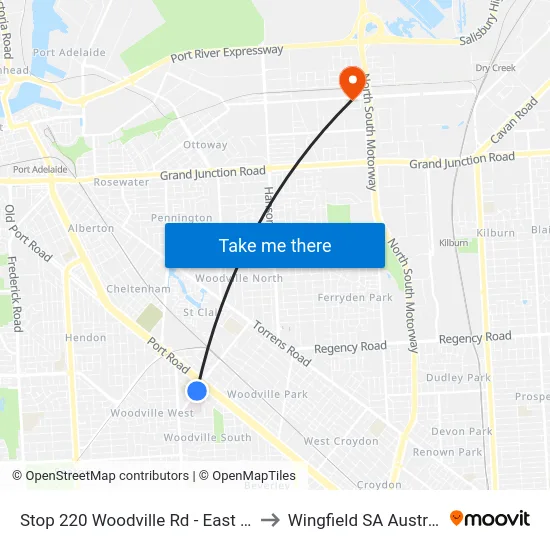Stop 220 Woodville Rd - East side to Wingfield SA Australia map