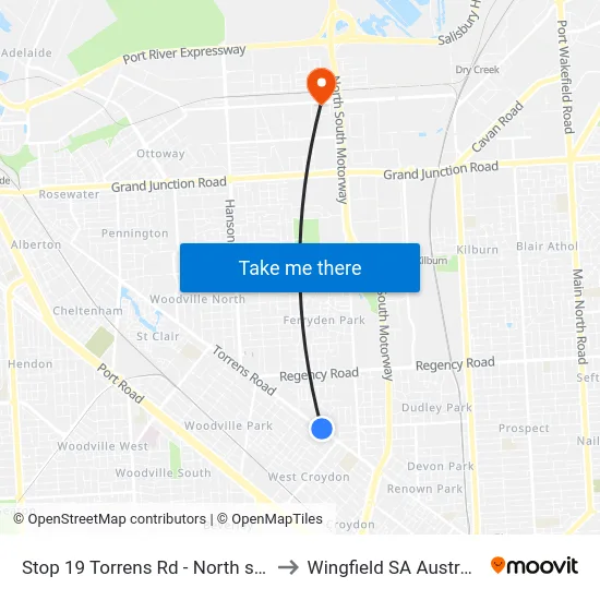 Stop 19 Torrens Rd - North side to Wingfield SA Australia map