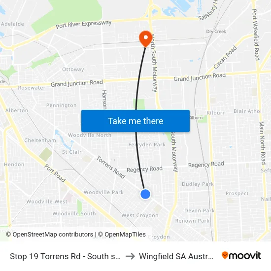 Stop 19 Torrens Rd - South side to Wingfield SA Australia map