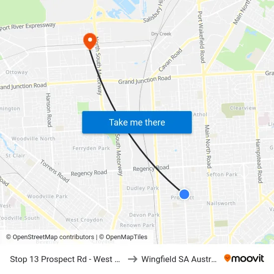 Stop 13 Prospect Rd - West side to Wingfield SA Australia map