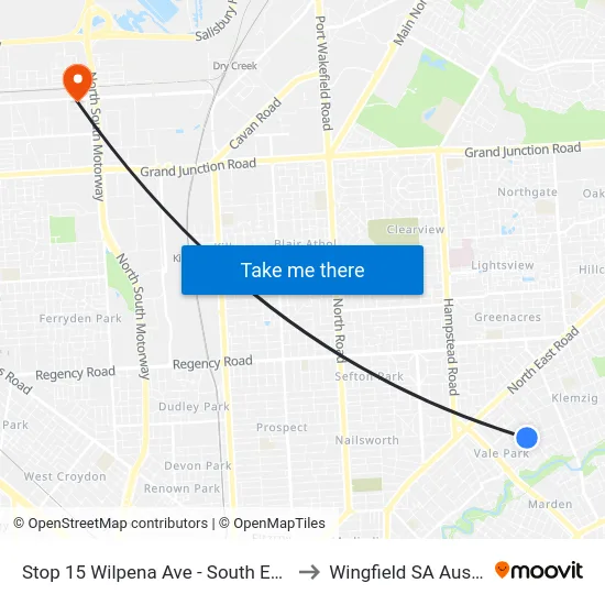 Stop 15 Wilpena Ave - South East side to Wingfield SA Australia map