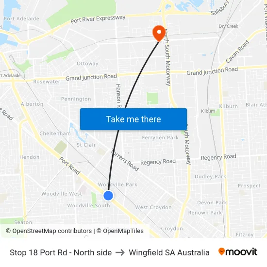 Stop 18 Port Rd - North side to Wingfield SA Australia map