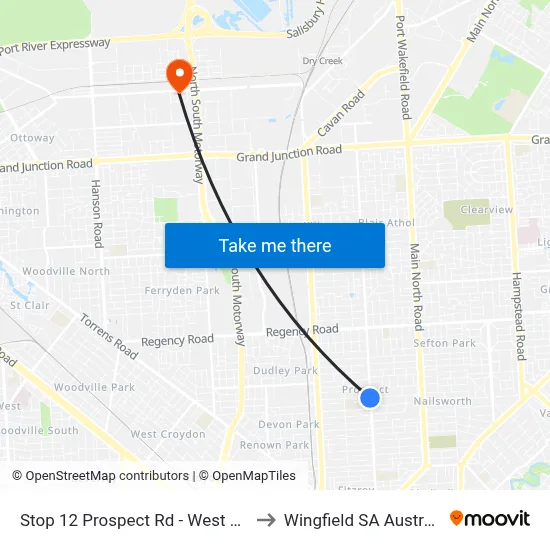 Stop 12 Prospect Rd - West side to Wingfield SA Australia map