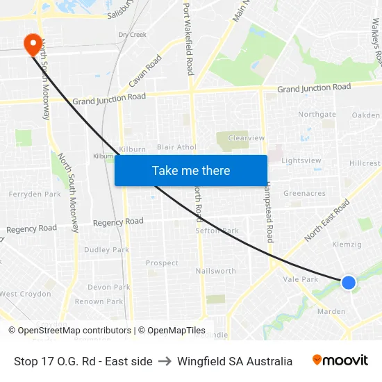 Stop 17 O.G. Rd - East side to Wingfield SA Australia map