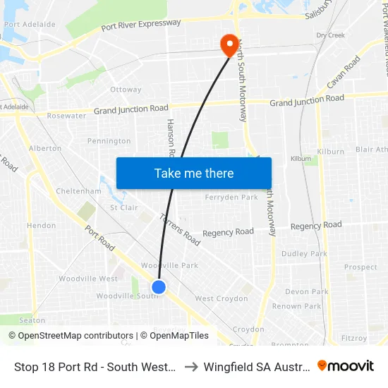 Stop 18 Port Rd - South West side to Wingfield SA Australia map