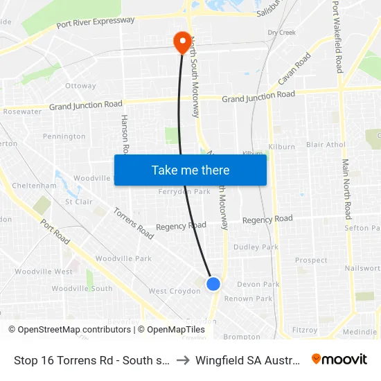 Stop 16 Torrens Rd - South side to Wingfield SA Australia map