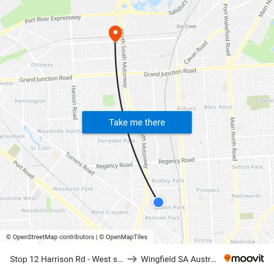 Stop 12 Harrison Rd - West side to Wingfield SA Australia map