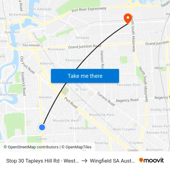 Stop 30 Tapleys Hill Rd - West side to Wingfield SA Australia map