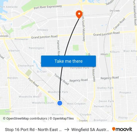 Stop 16 Port Rd - North East side to Wingfield SA Australia map