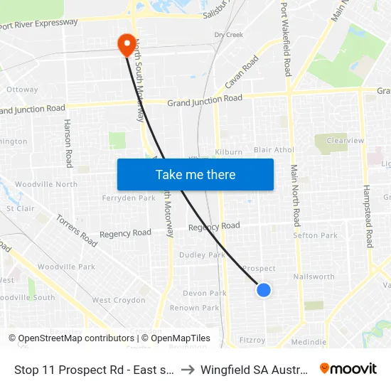 Stop 11 Prospect Rd - East side to Wingfield SA Australia map