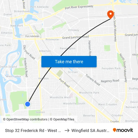 Stop 32 Frederick Rd - West side to Wingfield SA Australia map