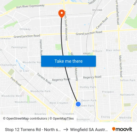Stop 12 Torrens Rd - North side to Wingfield SA Australia map