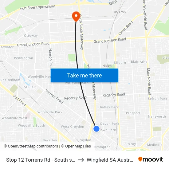 Stop 12 Torrens Rd - South side to Wingfield SA Australia map