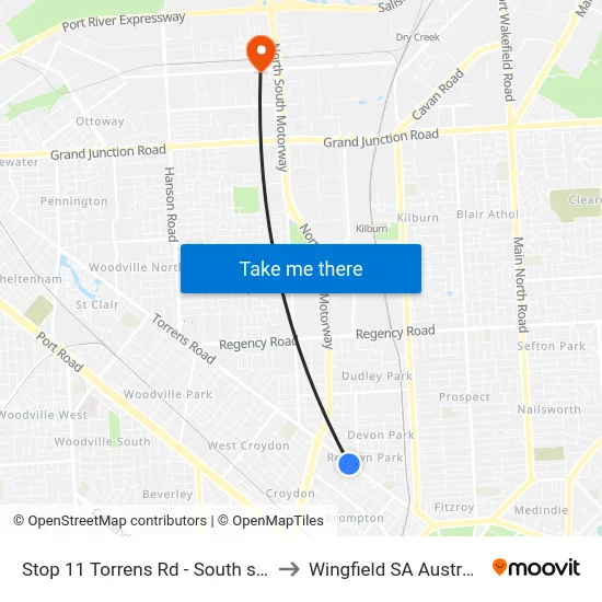 Stop 11 Torrens Rd - South side to Wingfield SA Australia map