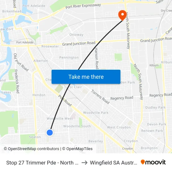 Stop 27 Trimmer Pde - North side to Wingfield SA Australia map