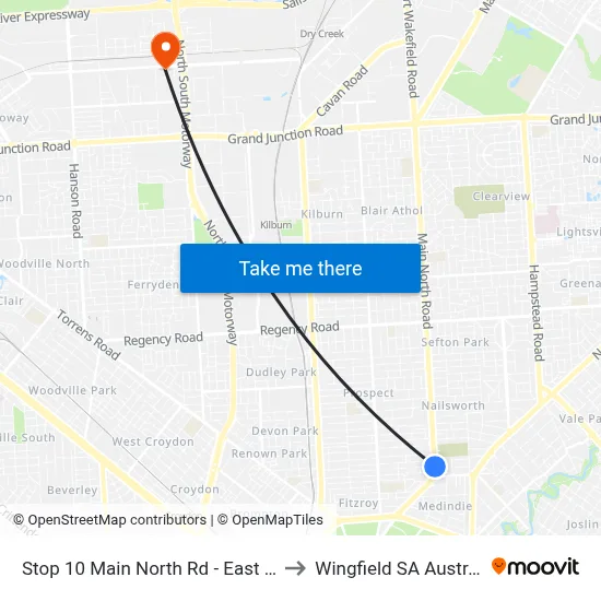 Stop 10 Main North Rd - East side to Wingfield SA Australia map