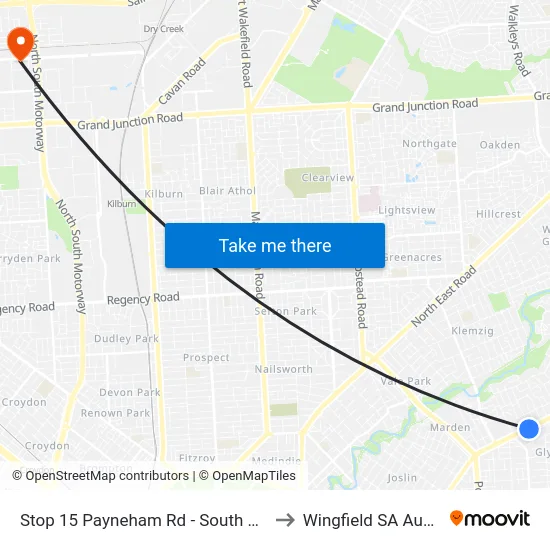 Stop 15 Payneham Rd - South East side to Wingfield SA Australia map