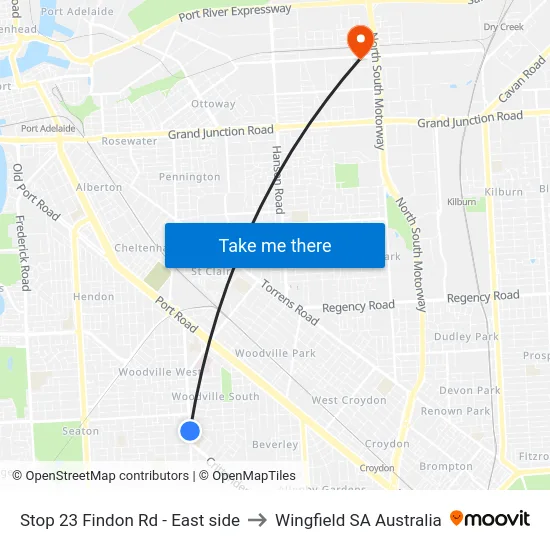 Stop 23 Findon Rd - East side to Wingfield SA Australia map