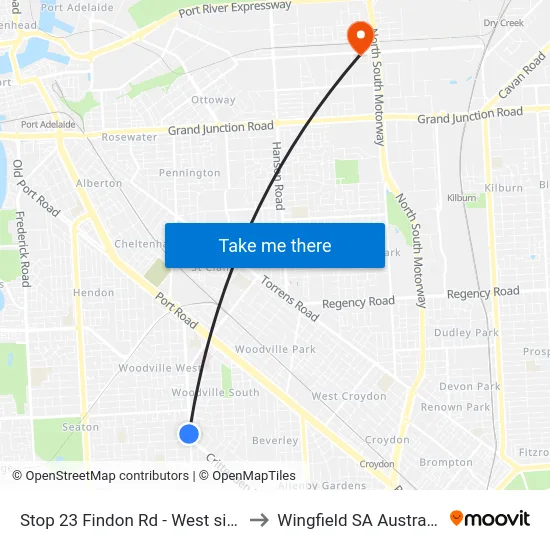 Stop 23 Findon Rd - West side to Wingfield SA Australia map