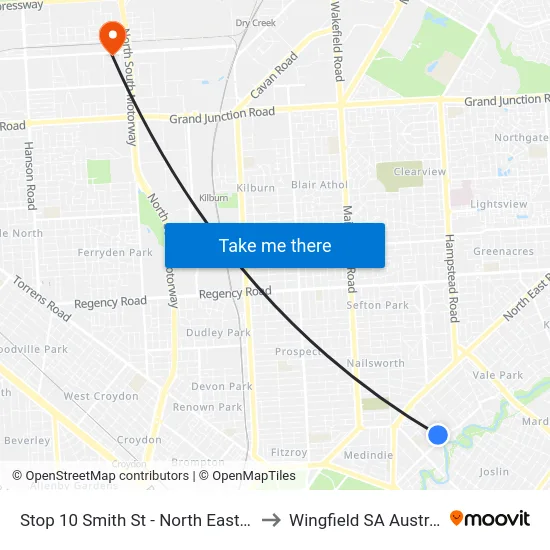 Stop 10 Smith St - North East side to Wingfield SA Australia map