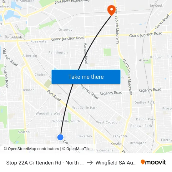 Stop 22A Crittenden Rd - North East side to Wingfield SA Australia map