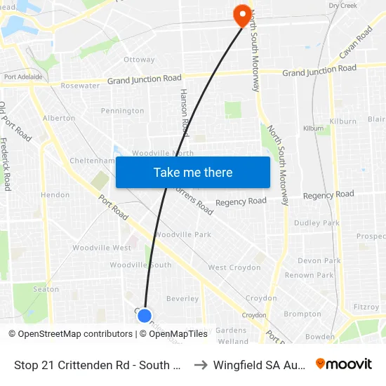 Stop 21 Crittenden Rd - South West side to Wingfield SA Australia map