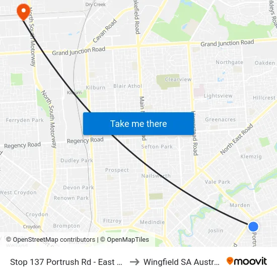 Stop 137 Portrush Rd - East side to Wingfield SA Australia map