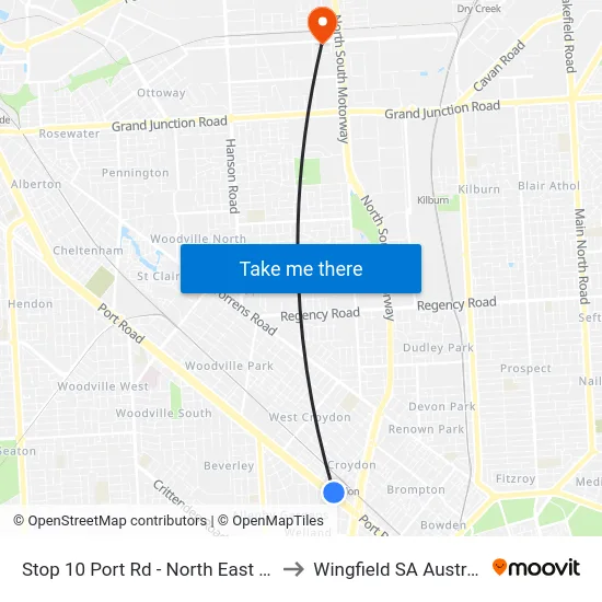 Stop 10 Port Rd - North East side to Wingfield SA Australia map