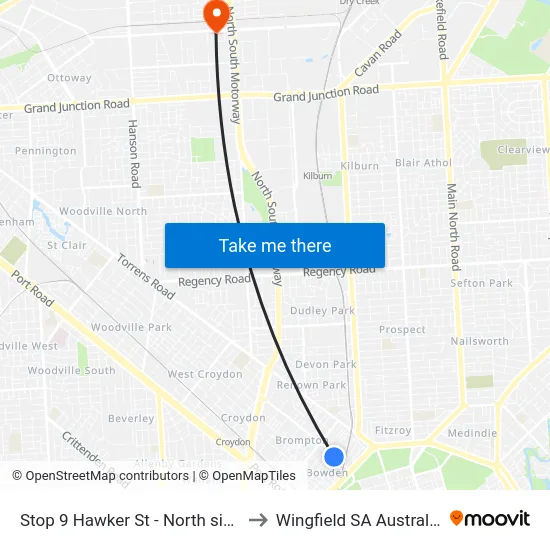 Stop 9 Hawker St - North side to Wingfield SA Australia map