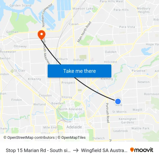 Stop 15 Marian Rd - South side to Wingfield SA Australia map