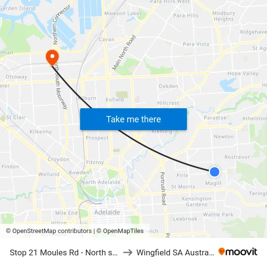 Stop 21 Moules Rd - North side to Wingfield SA Australia map