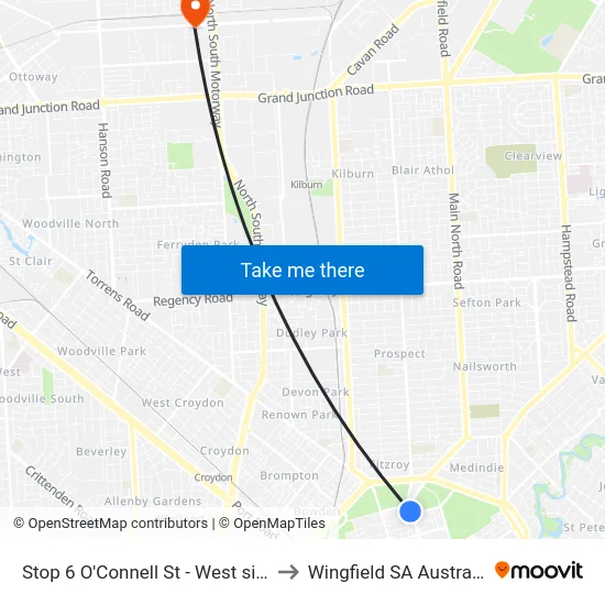 Stop 6 O'Connell St - West side to Wingfield SA Australia map