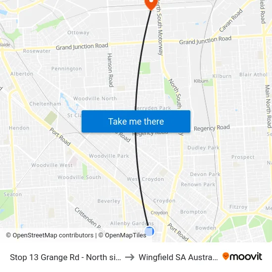 Stop 13 Grange Rd - North side to Wingfield SA Australia map