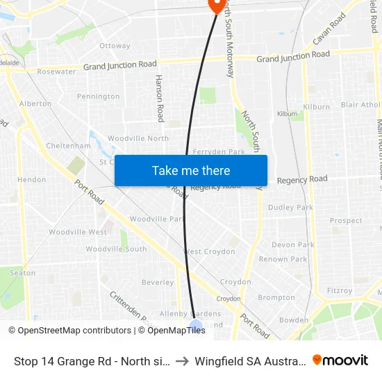Stop 14 Grange Rd - North side to Wingfield SA Australia map